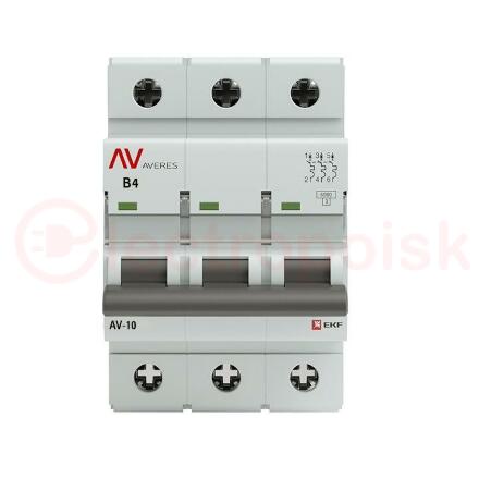 Выключатель автоматический AV-6 3P 4A (B) 6кА AVERES