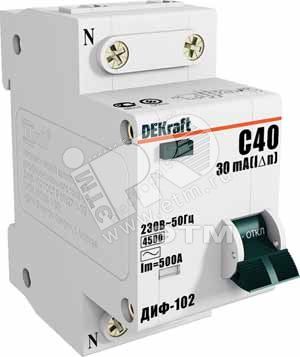 Выключатель автоматический дифференциальный (АВДТ) 1п+N 10А 30мА тип AC С 4.5кА ДИФ-102