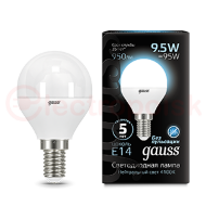 Лампа светодиодная LED 9.5 Вт 950 Лм 4100К белая Е14 Шар Black Gauss Лампа светодиодная LED 9.5 Вт 950 Лм 4100К белая Е14 Шар Black Gauss
