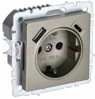 BRITE Роз. с з/к/ш 16А с USB A+C 18Вт РЮш11-1-БрШ шамп. IEK BRITE Роз. с з/к/ш 16А с USB A+C 18Вт РЮш11-1-БрШ шамп. IEK