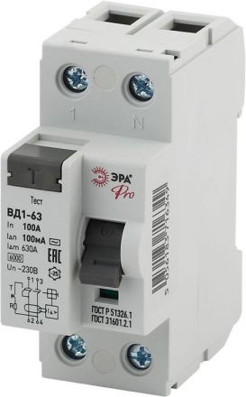 УЗО ВД1-63 Электромеханическое 1P+N 100А 100м NO-902-59 Pro ЭРА