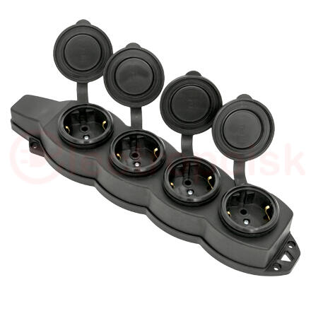Розетка четырехместная с защит. крышками каучуковая 230В 2P+PE 16A IP44 EKF PROxima Розетка четырехместная с защит. крышками каучуковая 230В 2P+PE 16A IP44 EKF PROxima