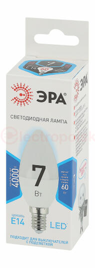 Лампа светодиодная Эра LED B35-7W-840-E14 (диод, свеча, 7Вт, нейтр, E14) Лампа светодиодная Эра LED B35-7W-840-E14 (диод, свеча, 7Вт, нейтр, E14)
