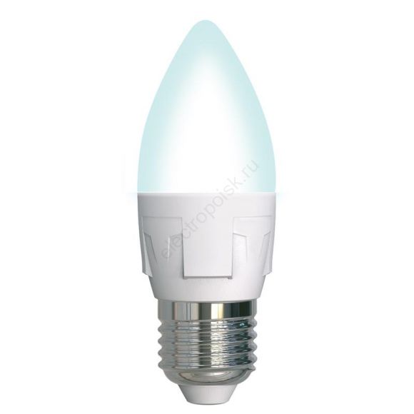 LED-C37 7W/4000K/E27/FR/DIM PLP01WH Лампа светодиодная, диммируемая. Форма «свеча», матовая. Серия Яркая. Белый свет (4000K). Картон. ТМ Uniel. (UL-00004295)