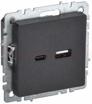 BRITE Роз. USB A+C 18Вт РЮ11-1-БрЧ черн. IEK BRITE Роз. USB A+C 18Вт РЮ11-1-БрЧ черн. IEK