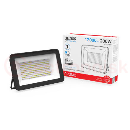 Прожектор светодиодный ДО 200 Вт 17000 лм 6500К AC 220В IP65 290х353х34мм Elementary PROMO G2 Gauss Прожектор светодиодный ДО 200 Вт 17000 лм 6500К AC 220В IP65 290х353х34мм Elementary PROMO G2 Gauss