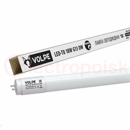LED-T8-18W/DW/G13/FR/FIX/N Лампа светодиодная, матовый рассеиватель. Дневной свет. Цоколь G13 неповоротный. ТМ Volpe.