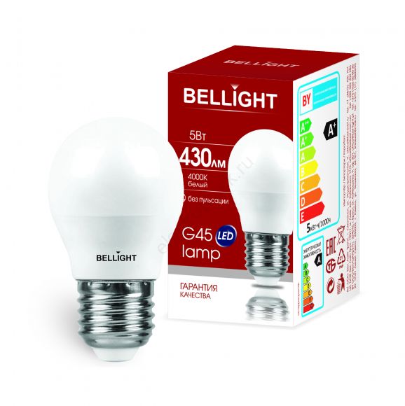 Лампа светодиодная LED 5Вт 4000K 430Лм E27 Шар Bellight (88297793)