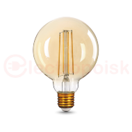 Лампа светодиодная филаментная LED 8 Вт 740 лм 2400К AC185-265В E27 шар G95 теплая золотистая колба Black Filament Gauss Лампа светодиодная филаментная LED 8 Вт 740 лм 2400К AC185-265В E27 шар G95 теплая золотистая колба Black Filament Gauss