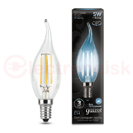 Лампа светодиодная LED 5 Вт 450 Лм 4100К белая Е14 Свеча на ветру Filament Gauss Лампа светодиодная LED 5 Вт 450 Лм 4100К белая Е14 Свеча на ветру Filament Gauss