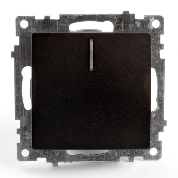 Выключатель 1-клавишный c индикатором, серия Катрин, черный, Stekker 39605