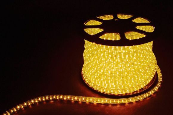 Дюралайт светодиодный LEDх36/м желтый двухжильный кратно 2м бухта 100м
