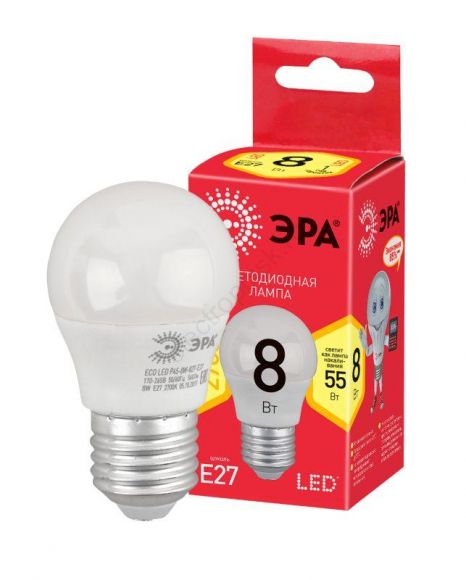 Лампа светодиодная LED P45-8W-827-E27(диод,шар,8Вт,тепл,E27) (Б0030024)