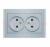 Розетка Бриллиант двойная без заземления серебро