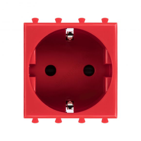Avanti Розетка ''Красный квадрат'', 2P+E, с защитными шторками, 2 модульная 4401002