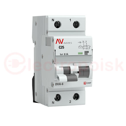 Автомат дифференциальный DVA-6 1P+N 25А (C) 100мА (A) 6кА AVERES