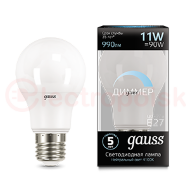 Лампа светодиодная LED 11 Вт 990 Лм 4100К белая E27 A60 диммируемая Black Gauss Лампа светодиодная LED 11 Вт 990 Лм 4100К белая E27 A60 диммируемая Black Gauss