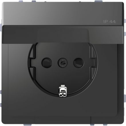 Розетка D-Life 16А с заземляющим контактом и      крышкой I44 антрацит SD