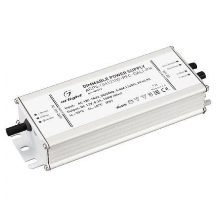 Блок питания ARPV-UH12100-PFC-DALI-PH (12V, 8.3A, 100W) (ARL, IP67 Металл, 7 лет)
