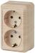 Розетка Intro Quadro 2-204-11 с заземлением двойная 2х2P+E Schuko, 16А-250В, IP20, ОУ, сосна