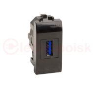 Розетка USB 3.0 Brava черная 1 модуль Розетка USB 3.0 Brava черная 1 модуль