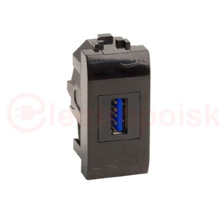Розетка USB 3.0 Brava черная 1 модуль