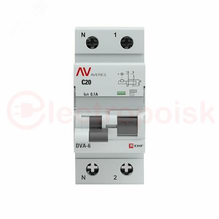 Автомат дифференциальный DVA-6 1P+N 20А (C) 100мА (AC) 6кА AVERES Автомат дифференциальный DVA-6 1P+N 20А (C) 100мА (AC) 6кА AVERES