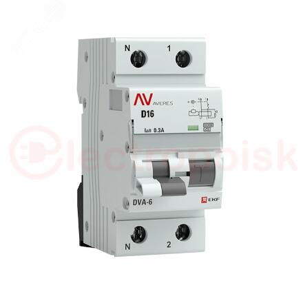 Автомат дифференциальный DVA-6 1P+N 16А (D) 300мА (A) 6кА AVERES