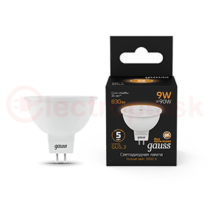 Лампа светодиодная LED 9 Вт 830 Лм 3000К теплая GU5.3 MR16 Black Gauss