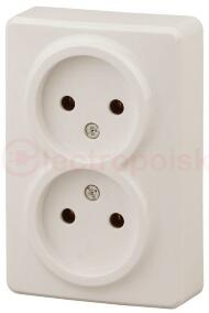 Розетка 2х2P, 16A-250В, ОУ, Эра Эксперт, сл.кость, 11-2202-02 Розетка 2х2P, 16A-250В, ОУ, Эра Эксперт, сл.кость, 11-2202-02