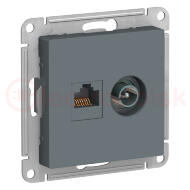 Розетка ATLASDESIGN двойная компьютерная+ТВ RJ45+TV категория 5E механизм грифель Розетка ATLASDESIGN двойная компьютерная+ТВ RJ45+TV категория 5E механизм грифель