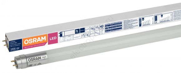 Лампа светодиодная LED 18Вт G13 SubstiTUBE Basic (замена 36 Вт),теплый,двухстороннее прямое включение Osram (4058075377523)