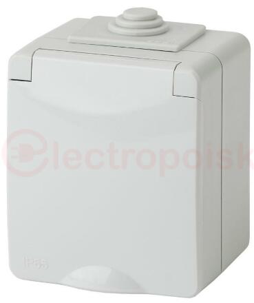 Розетка 2P+E IP65, шторки, 16A-250В, ОУ, Эра Эксперт, серый, 11-2602-03